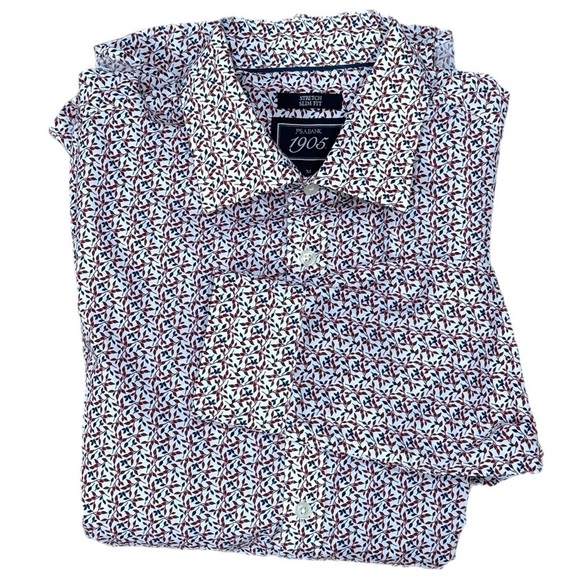JOS. A. BANK Stretch Slim Fit Men's Button Down Shirt Sz M Long Sleeve Floral - Picture 7 of 8